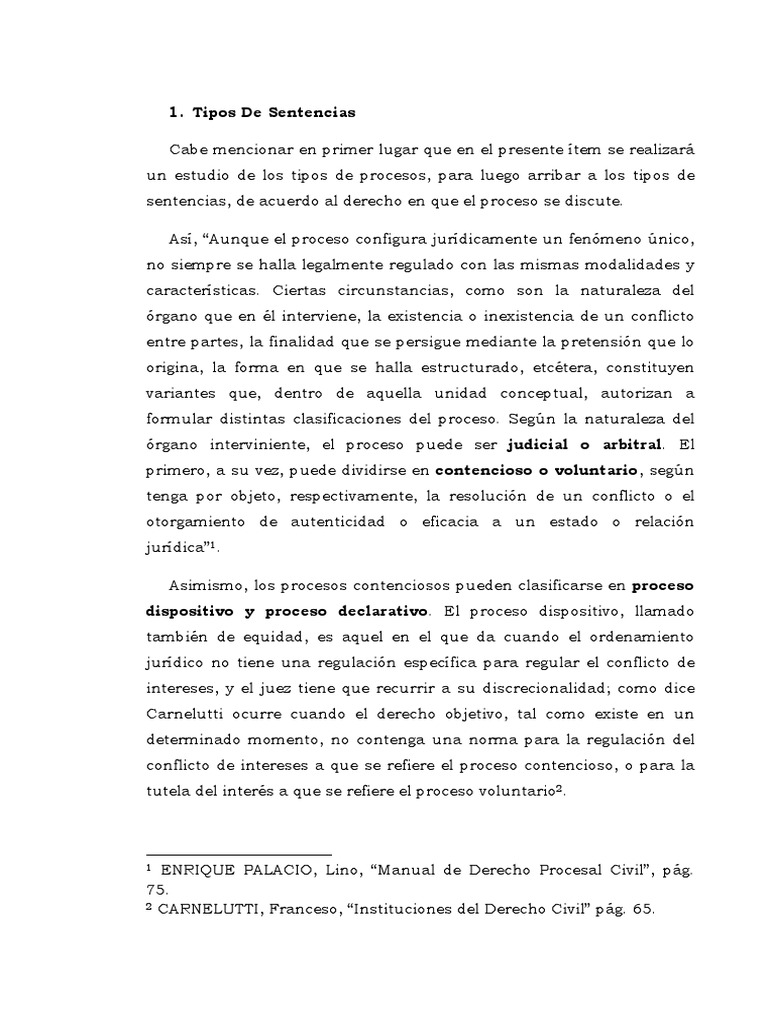 Tipos de Sentencias | Legislación | Ley procesal