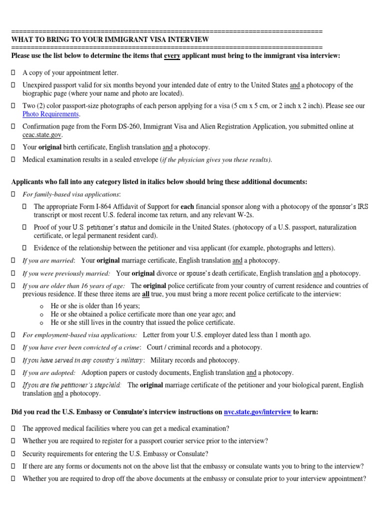 appt-letter-checklist-for-interview-visa-permanent-residence-united