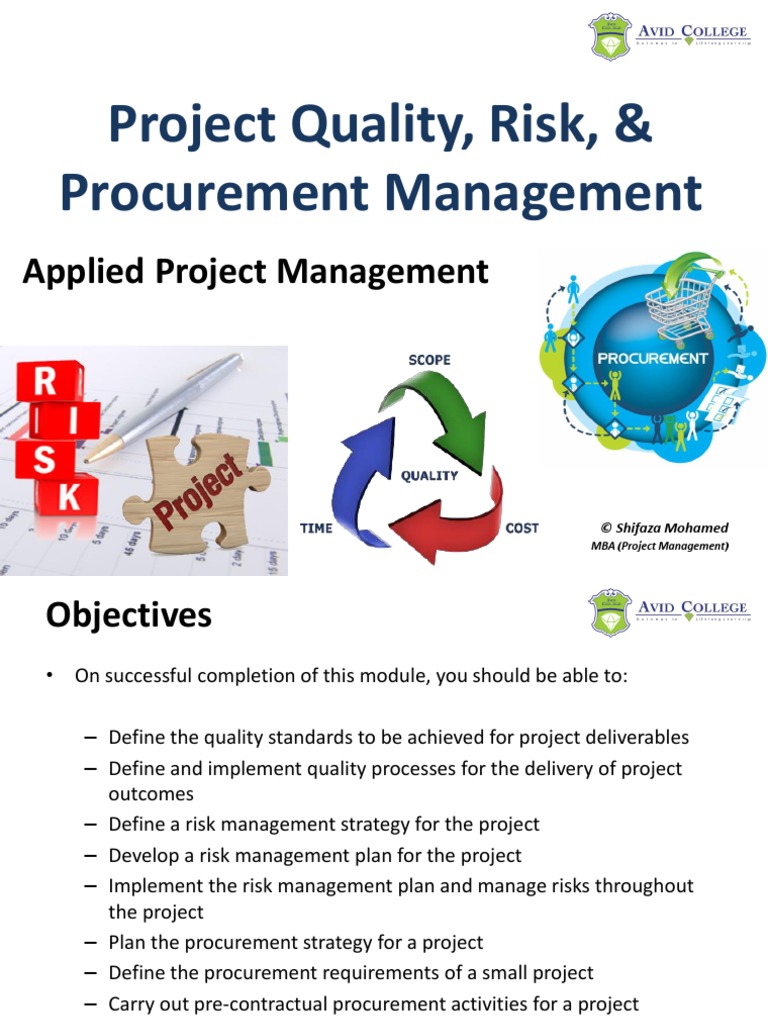 PM - Project Quality+Risk+Procurement | PDF | Risk Management | Procurement