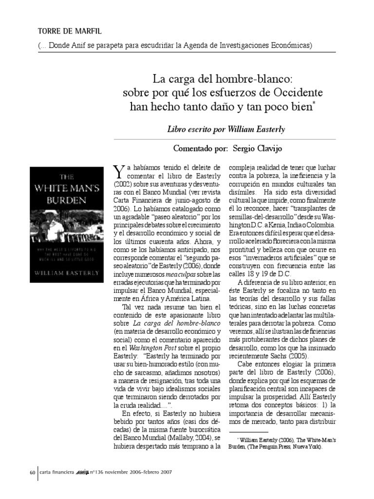 La Carga Del Hombreblanco Reducción de pobreza Pobreza