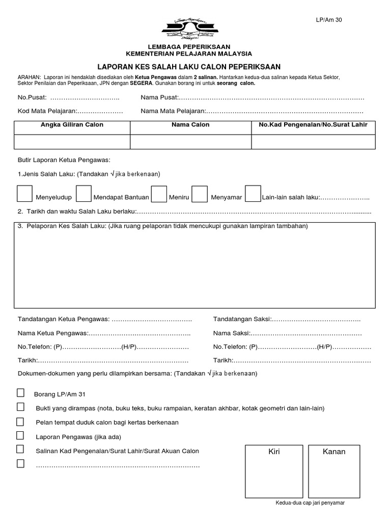 Borang LP Am 30 PDF | PDF