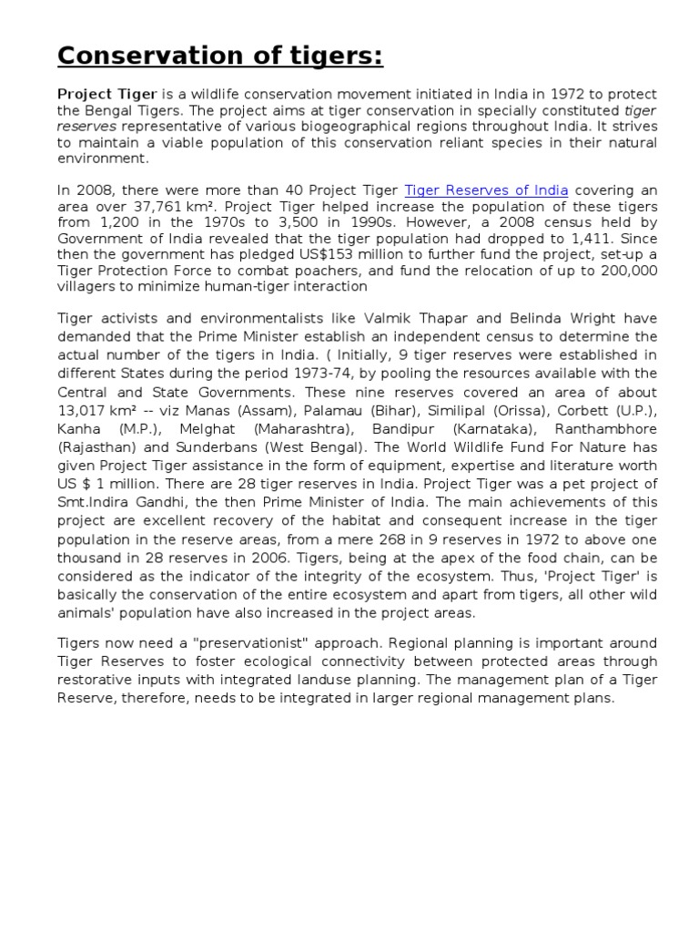 Conservation of Tigers | PDF | Groundwater | Tiger