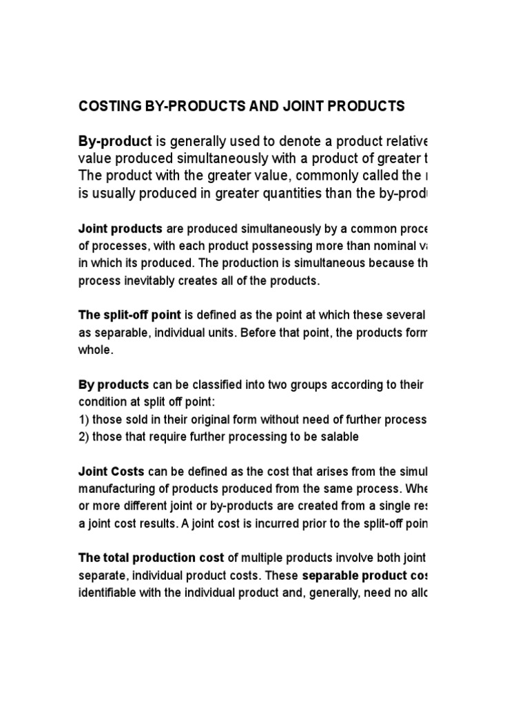 Costing Methods for By-Products | PDF | Cost Of Goods Sold | Revenue