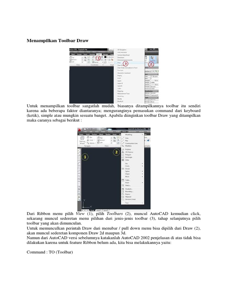 Cara Menampilkan Toolbar Draw di AutoCAD | PDF
