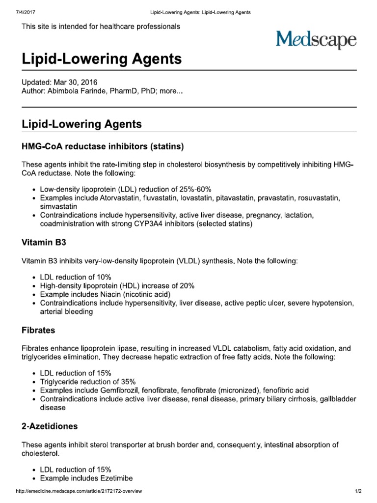 Lipid-Lowering Agents - Lipid-Lowering Agents PDF | PDF