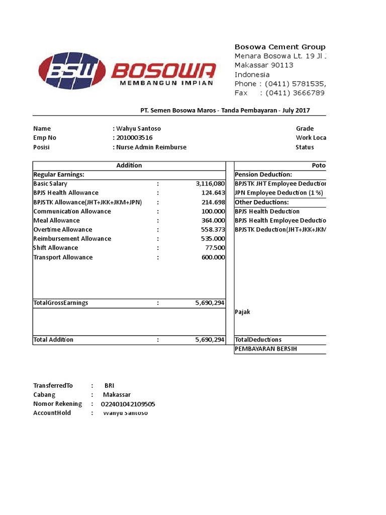 Slip Gaji July 2017 Employee Relations Expense