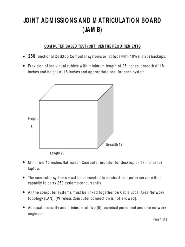 Joint Admissions and Matriculation Board (JAMB) Computer Based Test