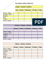 Weekly School Uniform Check List