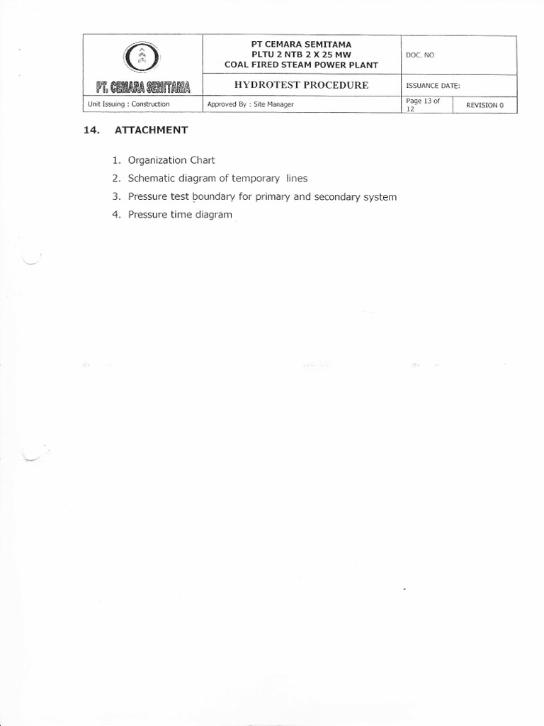 Hydrotest Procedure Pdf Boiler Pipe Fluid Conveyance