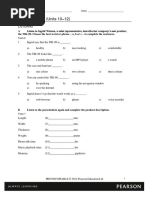 Progress Test 4 (Units 10 - 12)