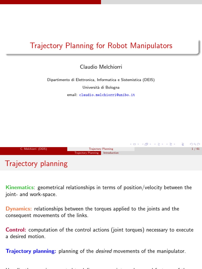 Robot Manipulator Trajectory Planning | PDF | Acceleration | Kinematics