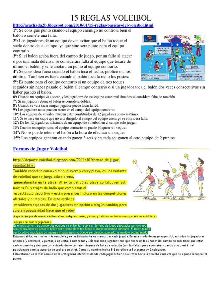 15 Reglas Voleibol Vóleibol Deportes de