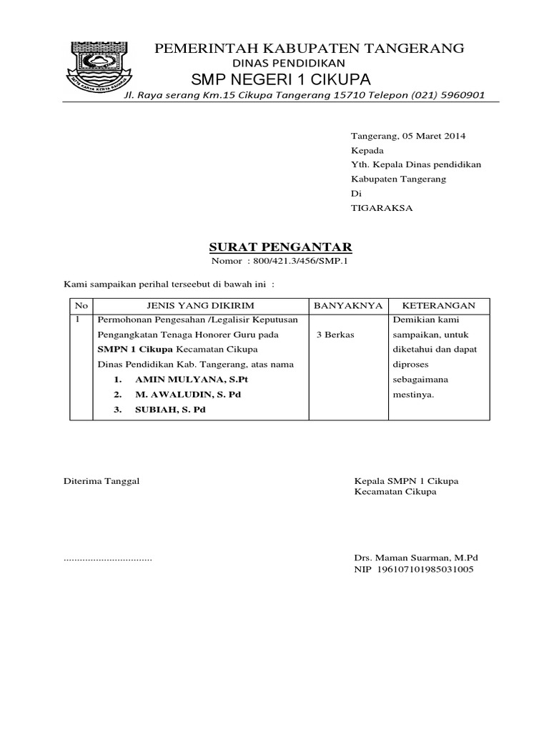 Kop Surat Dinas Pendidikan Kabupaten Tangerang - Contoh ...