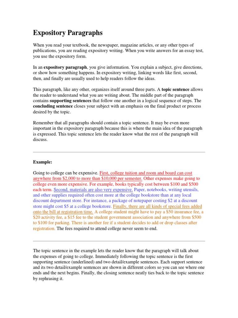 Expository Paragraphs | PDF | Paragraph | Narrative
