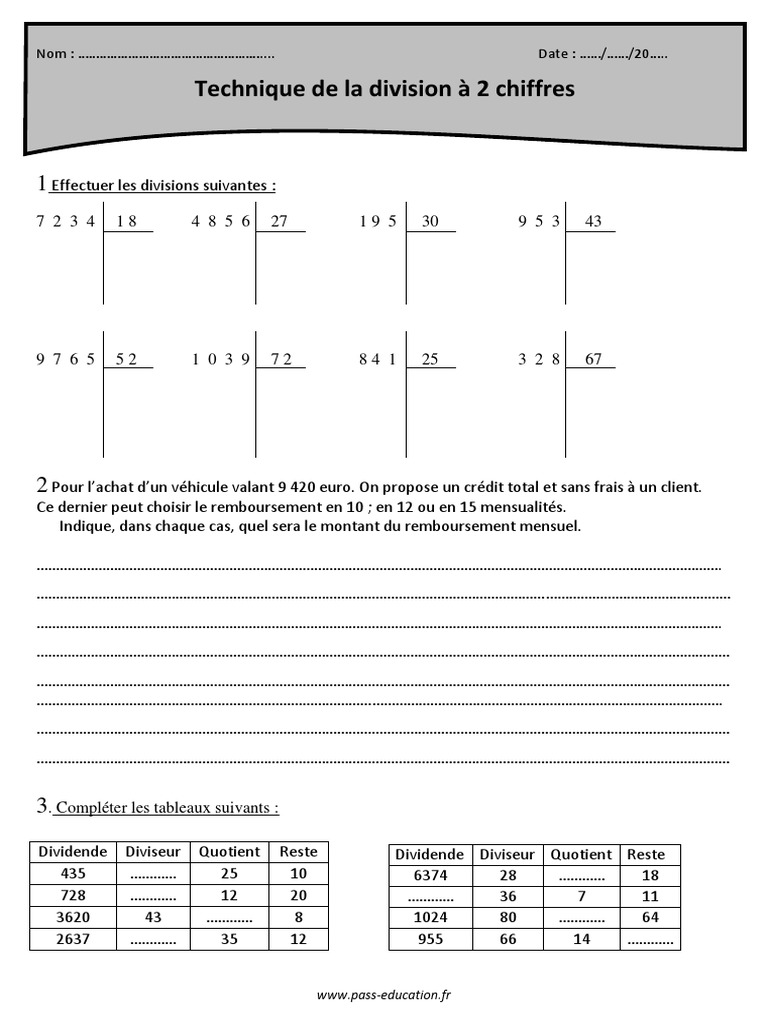 Division à 2 Chiffres Cm1 Exercices Pdf retour dinformation Fonds Plausible exercice de division à imprimer mode  désinfecter chanter