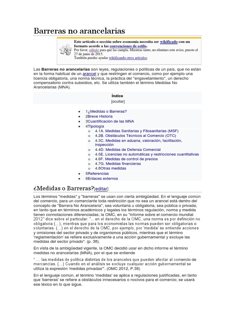 Barreras No Arancelarias
