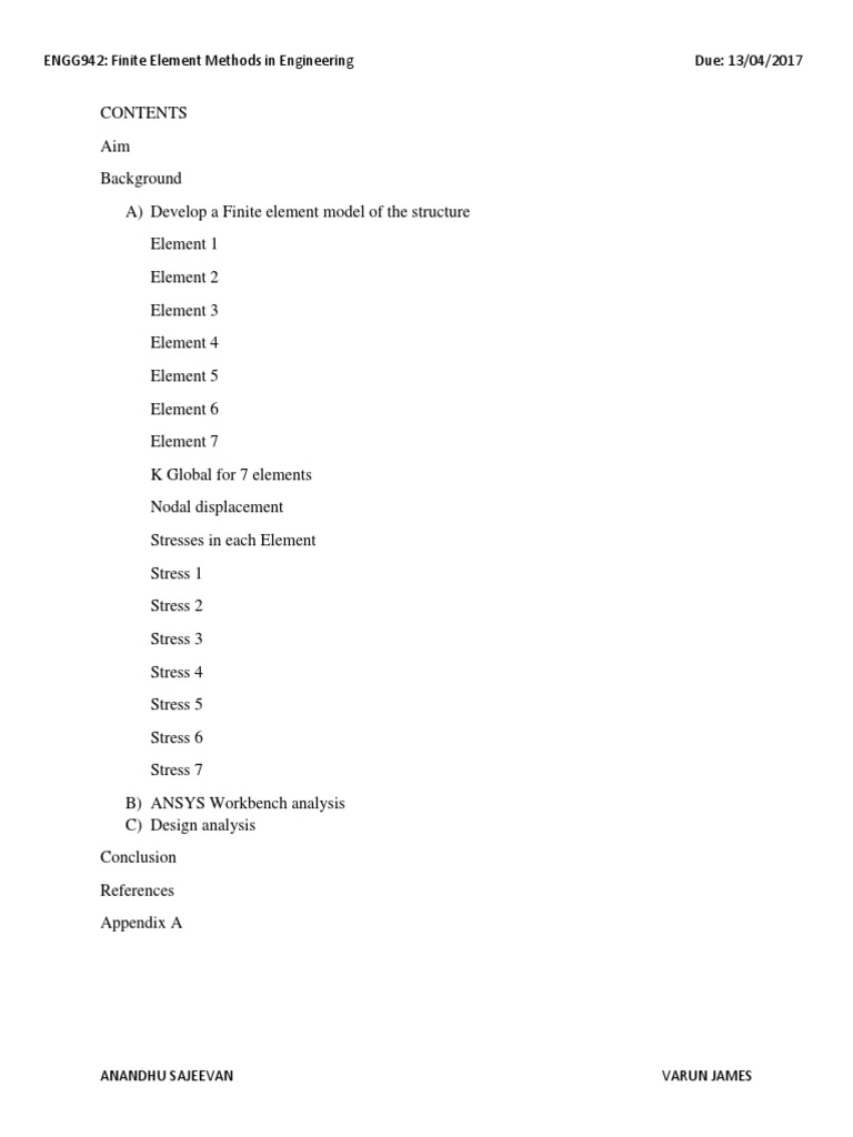 Fem Report | PDF | Stress (Mechanics) | Bending