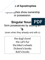 Rules of Apostrophes: Apostrophes Show Ownership or Possession