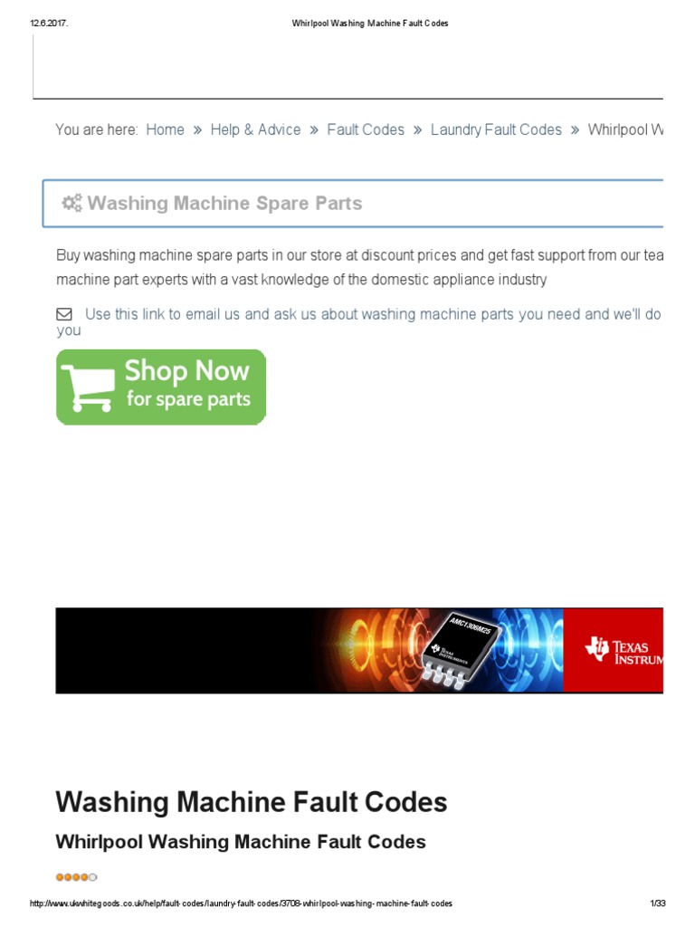Whirlpool Washing Machine Fault Codes.pdf Washing Machine Switch