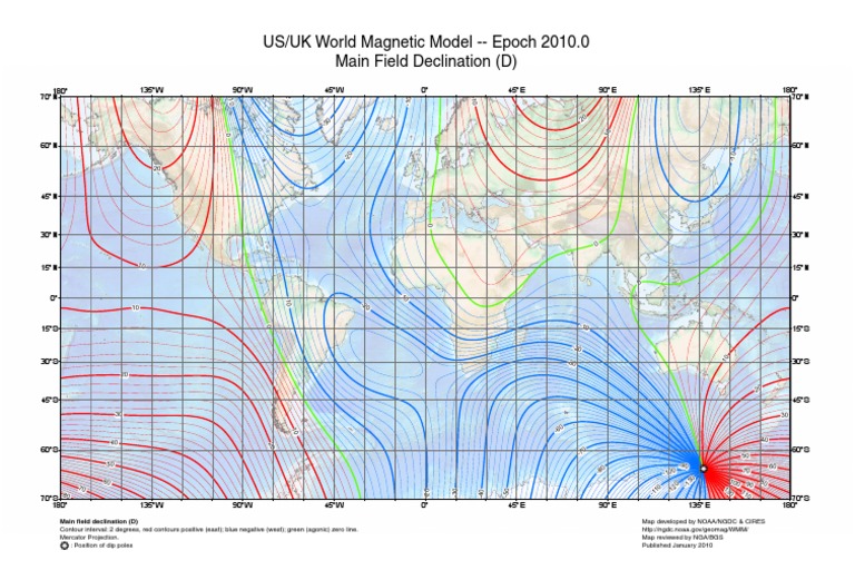 World Magnetic Declination Map 2024 | PDF | Navigation | Magnetism