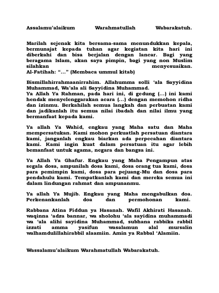 Contoh Doa Pembuka Acara Pkkmb - IMAGESEE