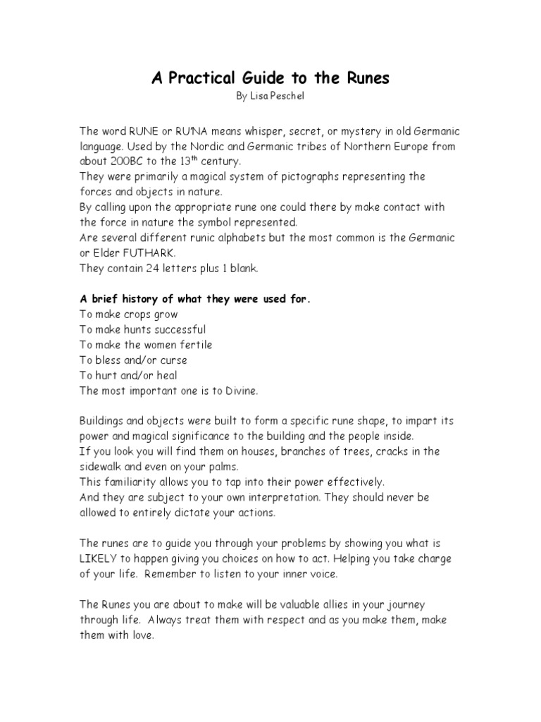 Practical Guide to Runes by Lisa Peschel | PDF | Runes | Religion And ...
