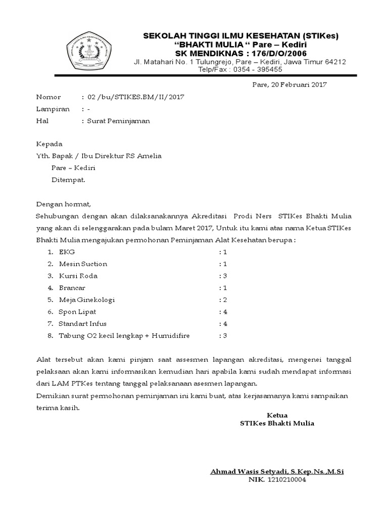 Surat Peminjaman Alat