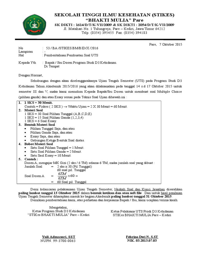 Surat Permohonan Soal 3 Dan 5