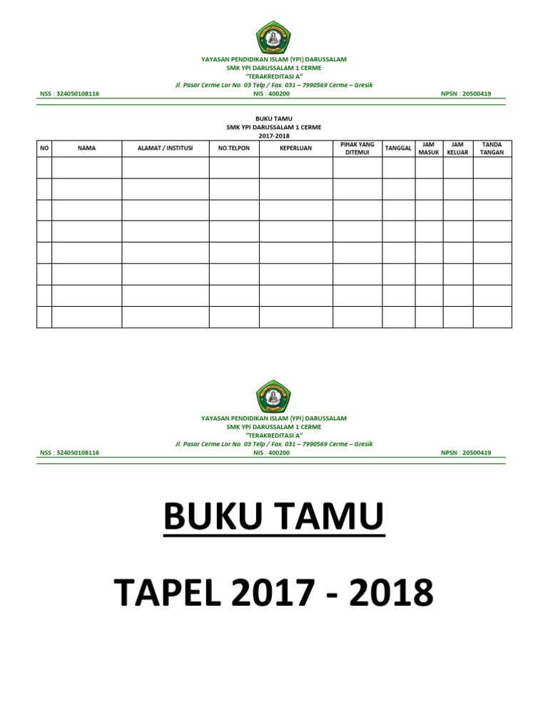 Buku Tamu Satpam
