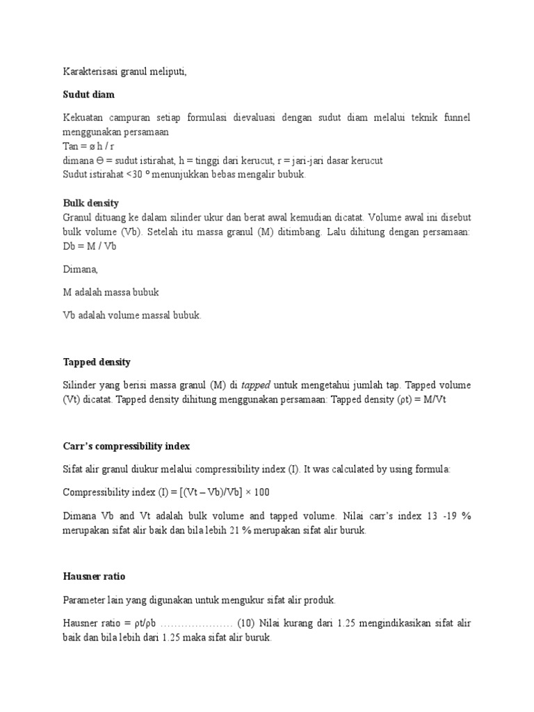 Indeks Carr dan Rasio Hausner Granul | PDF