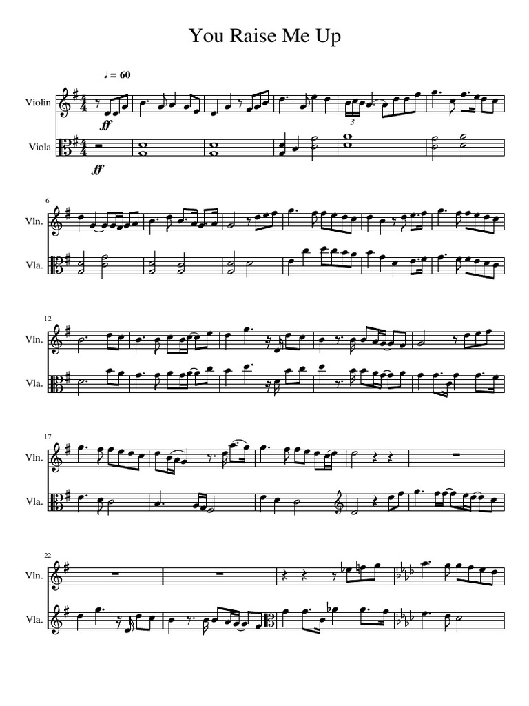 You Raise Me Up for Violin and Viola