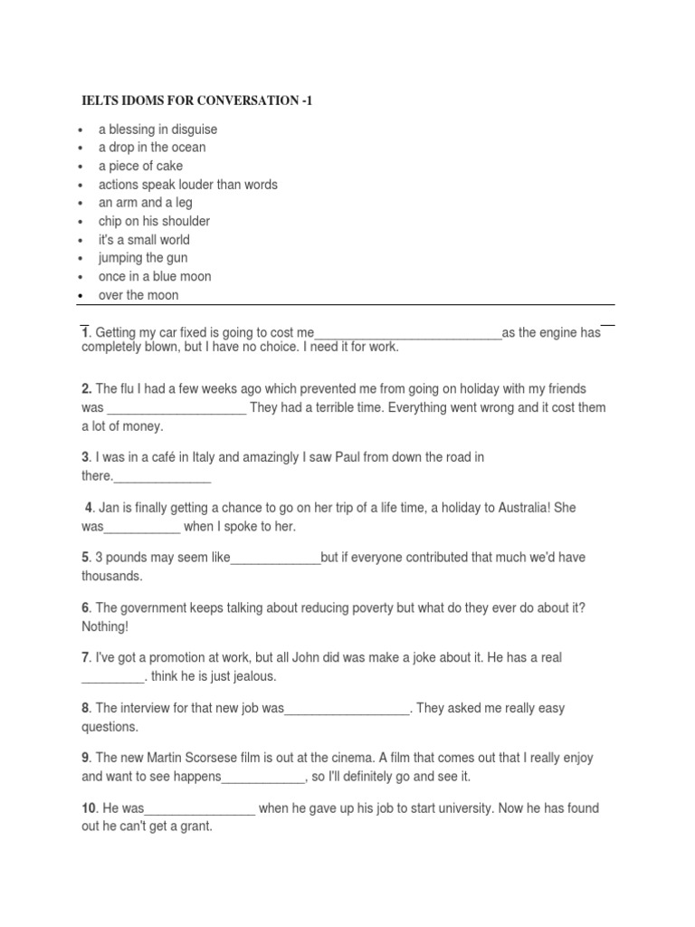 Essential IELTS Idioms for Conversation | PDF | Language Arts ...
