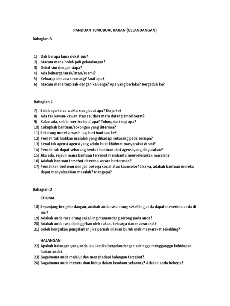 Soalan Panduan Temubual Kajian 1 Pdf