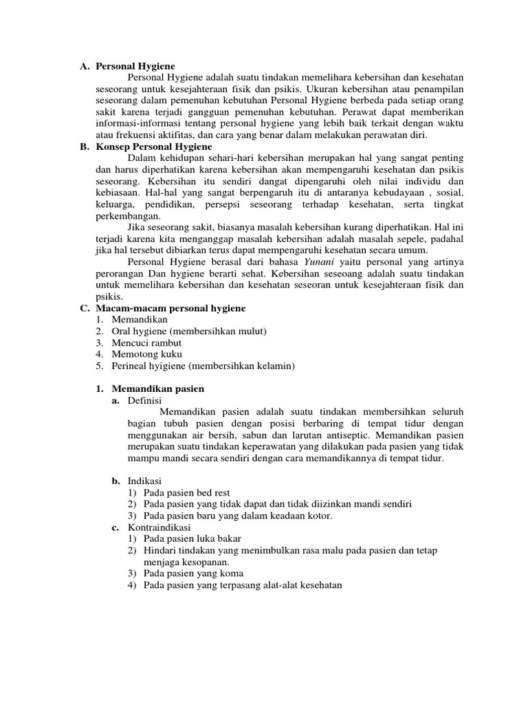 Personal Hygiene | PDF