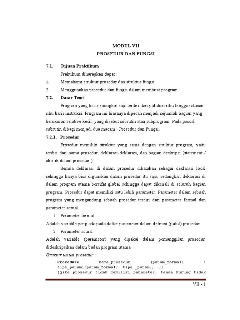 Fungsi dan Prosedur dalam Pemrograman | PDF