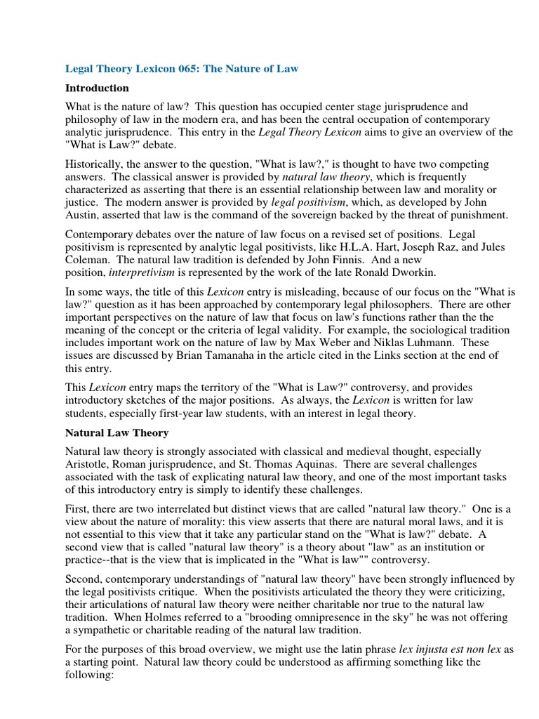 Nature of Law | PDF | Jurisprudence | Natural Law