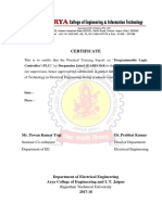 Certificate: This Is To Certify That The Practical Training Report On "Programmable Logic
