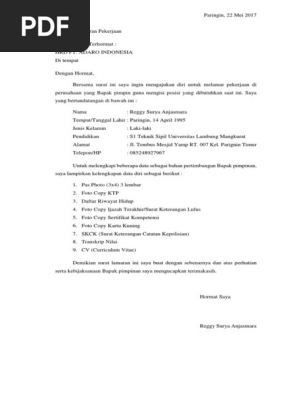 Contoh Surat Lamaran Kerja Yang Benar - Kumpulan Contoh Gambar