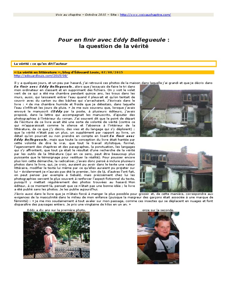 En Finir Avec Eddy Bellegueule Pdf Gratuit Pour en Finir Avec Eddy Bellegueule | PDF | Science | Sciences  philosophiques