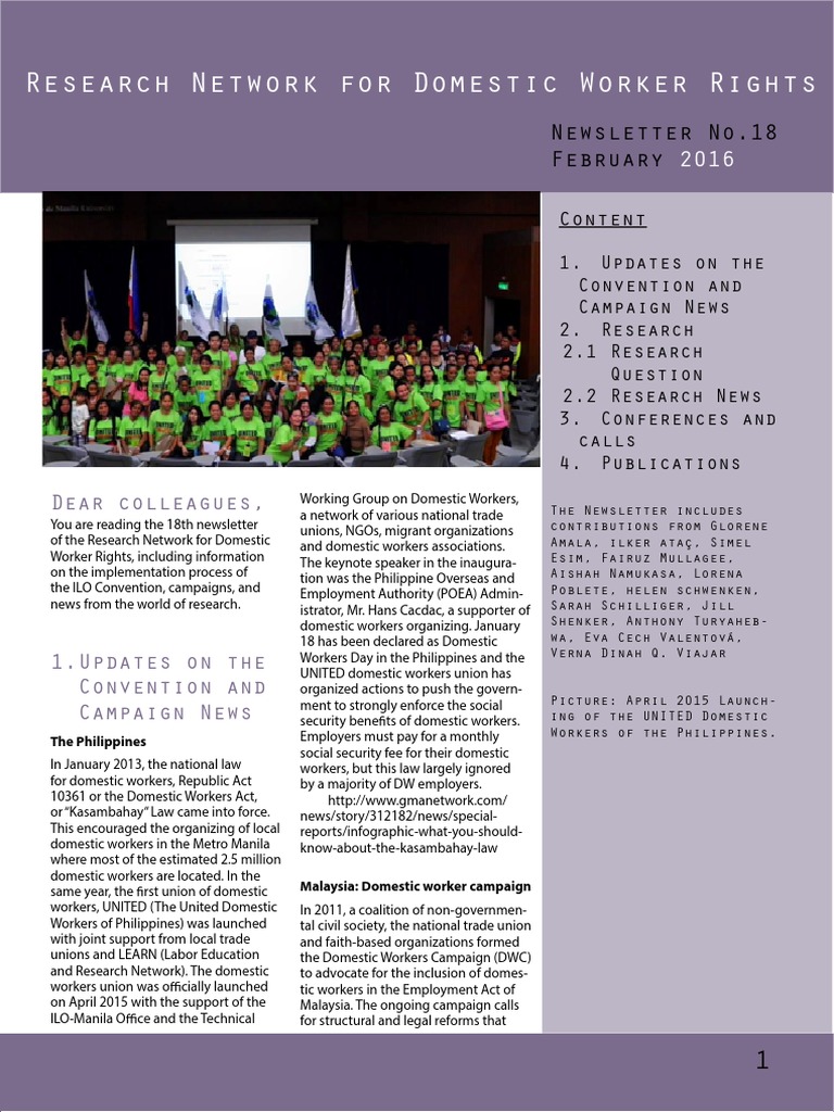 Domestic Worker | n.18.pdf Newsletter RN-DWR | Migrant Worker