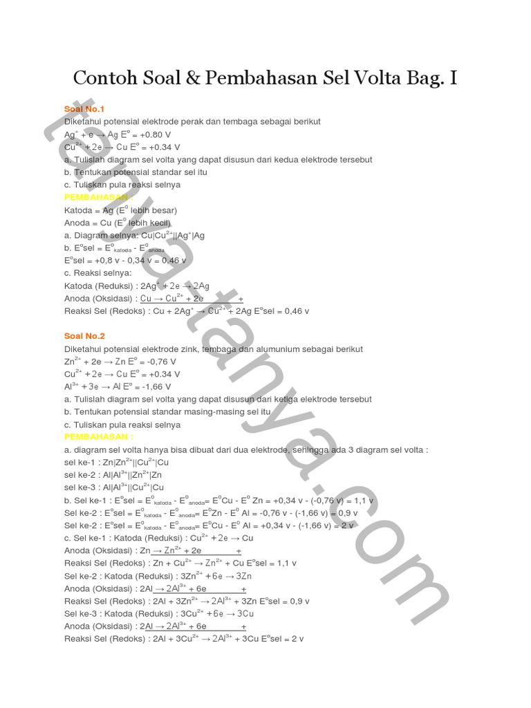 Contoh Soal Sel Volta Bag 1