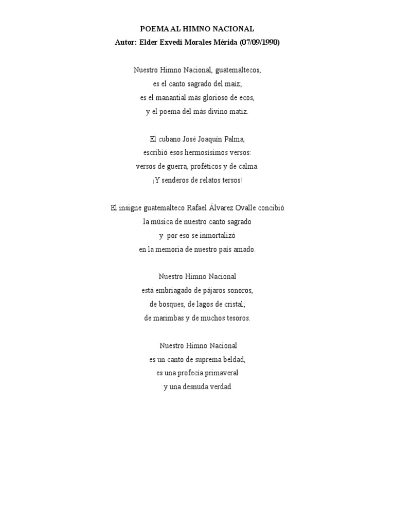 Poema Al Himno Nacional