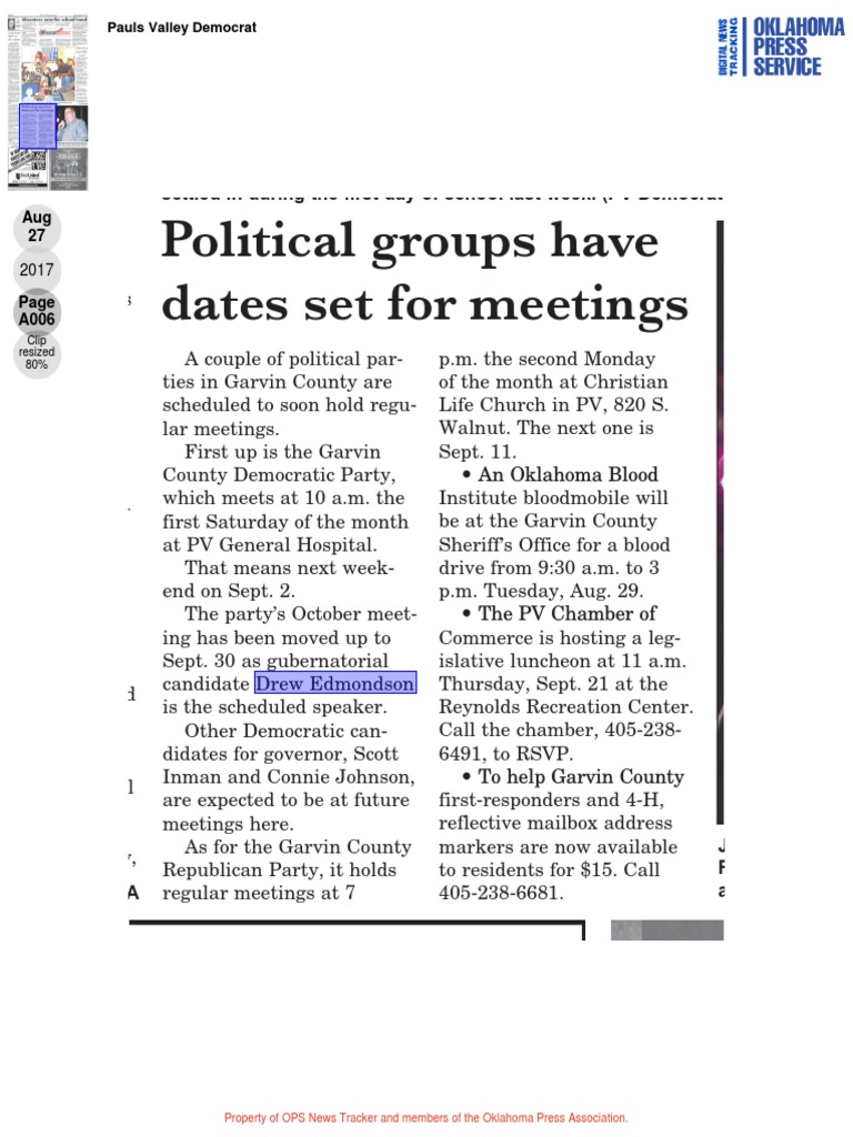 DE Pauls Valley Democrat Aug 27 17 PDF Political Events