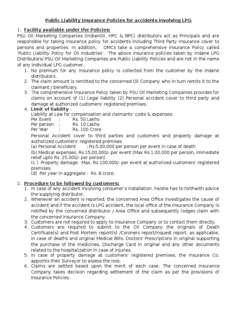 Public Liability Insurance Policies for accidents
