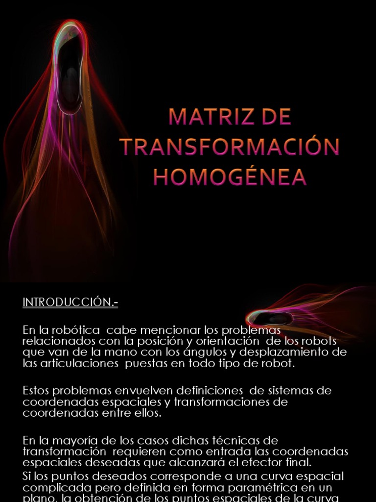 Matriz de Transformación Homogénea en Robótica | PDF | Matriz ...