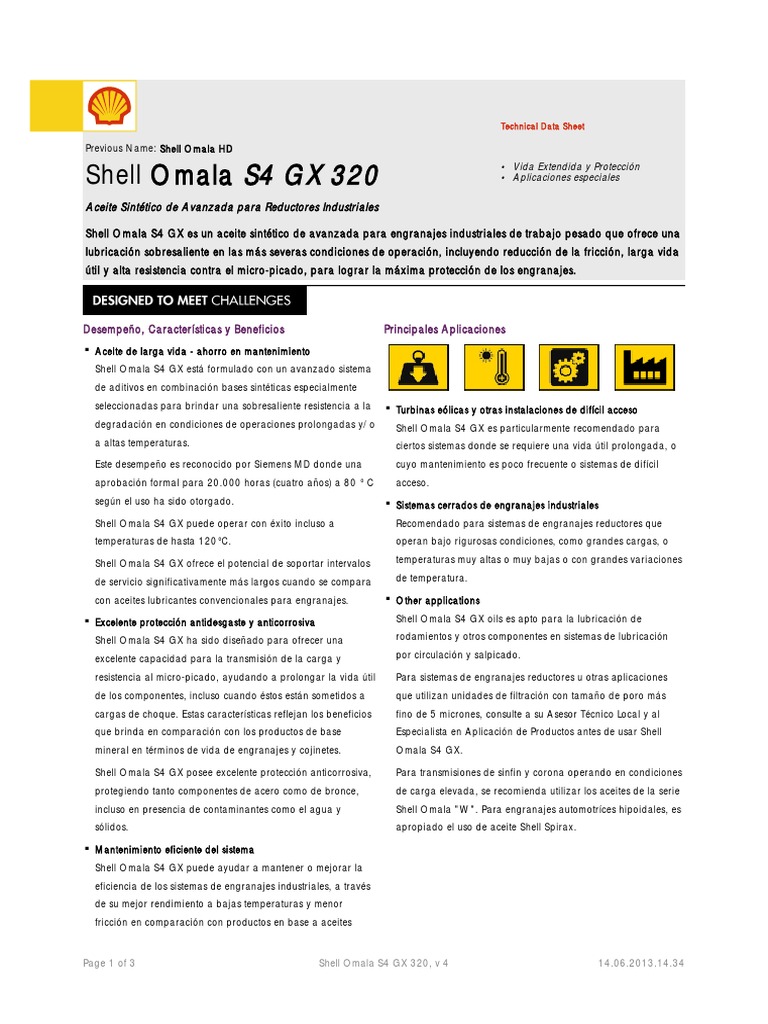 Shell Omala S4 GX 320 (Epc Argentina) | PDF | Engranaje | Lubricante