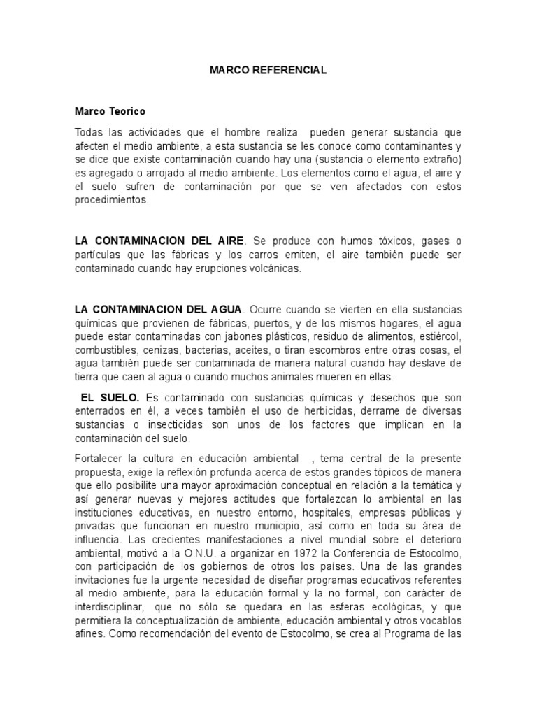 Marco Teorico o Referencial de Proyecto Ambiental