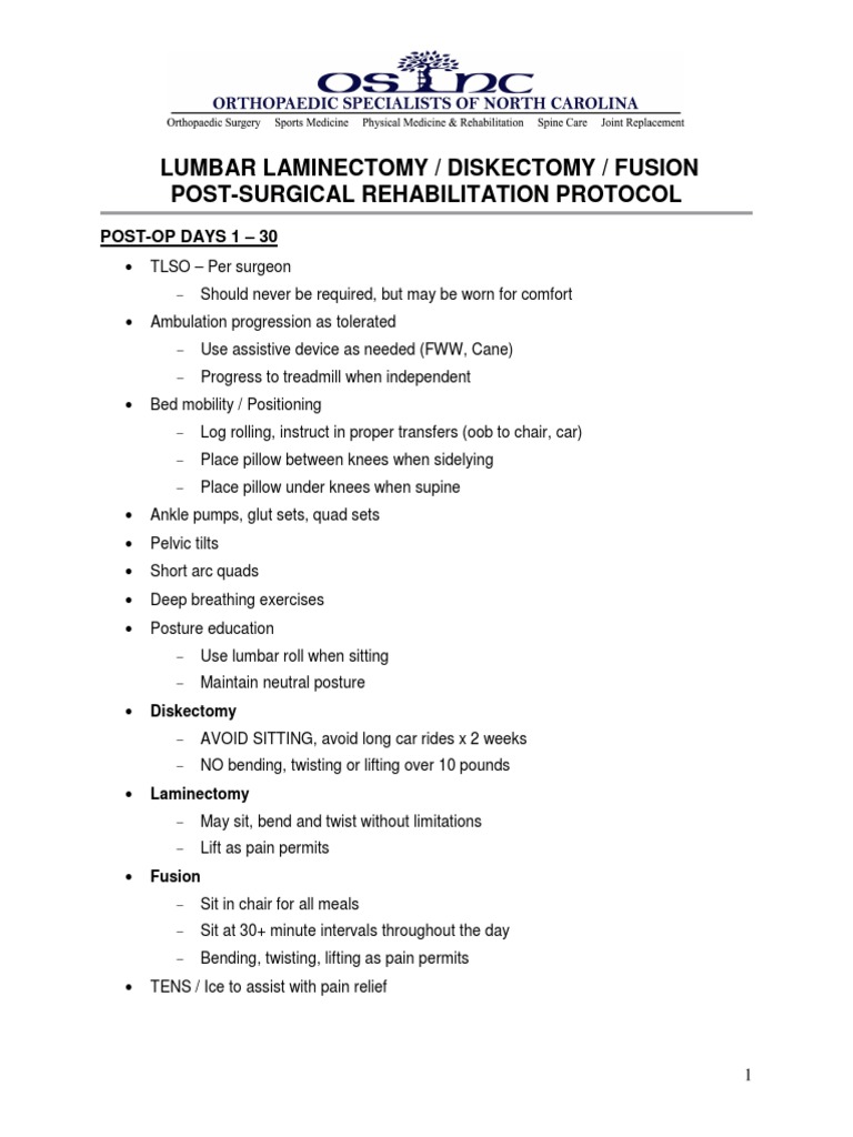 Post-Surgical Rehab for Lumbar Surgery | PDF | Treadmill | Knee