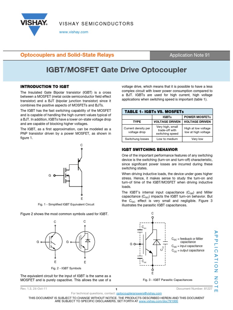 IGBT/MOSFET Gate Drive Optocoupler Optocouplers and SolidState Relays