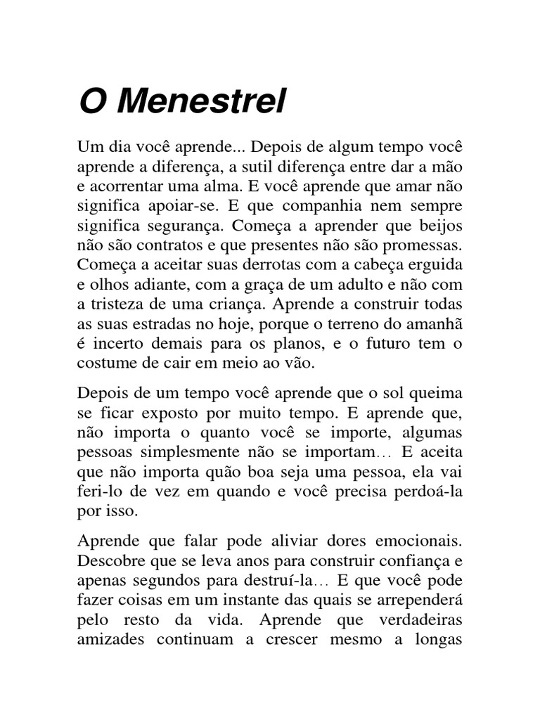 O Menestrel Pdf Tempo Amor